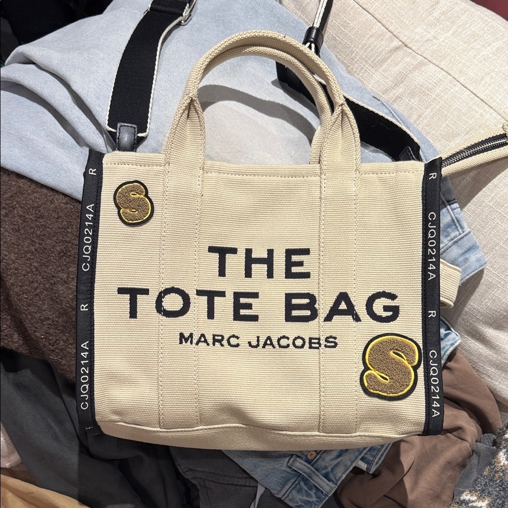 Marc Jacobs Cream Tote Bag with Black Accents